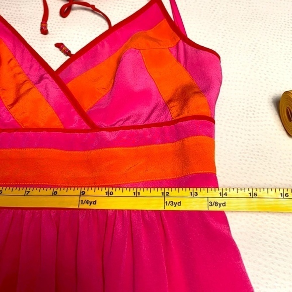 Trina Turk Orange Silk Spaghetti Ties Dress Sz.M - Picture 9 of 11